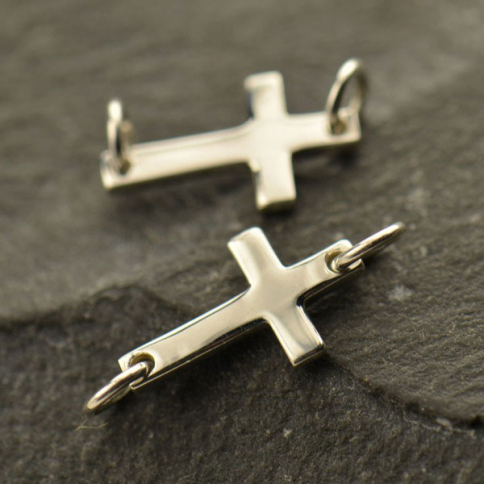Sterling Silver Cross Charm Link 6x17mm