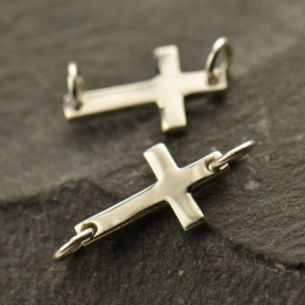 Sterling Silver Cross Charm Link 6x17mm