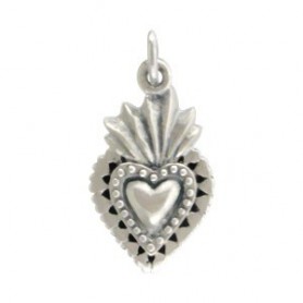 Sterling Silver Sacred Heart Charm 20x10mm