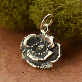 Sterling Silver Poppy Charm 15x12mm
