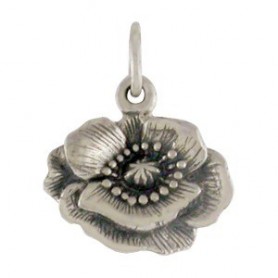 Sterling Silver Poppy Charm 15x12mm