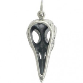 Sterling Silver Bird Skull Charm - Large 27x10mm