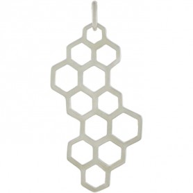 Sterling Silver Honeycomb Charm 32x16mm