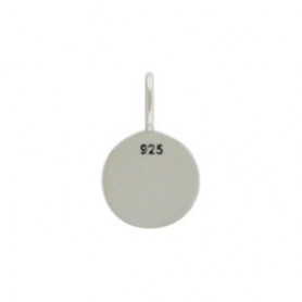 Sterling Silver Tree of Life Etched on Round Charm 13x8mm