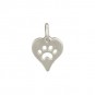 Sterling Silver Heart Charm with Paw Print 13x8mm