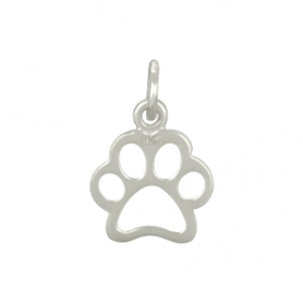 Sterling Silver Paw Print Charm - Openwork 15x10mm