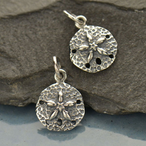 Sterling Silver Sand Dollar Charm 7x10mm