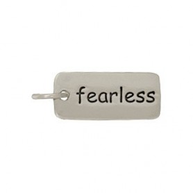 Sterling Silver Word Charm - Fearless 18x7mm