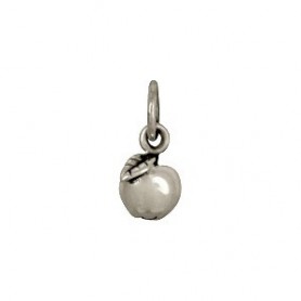 Sterling Silver Apple Charm - Food Charm 12x6mm