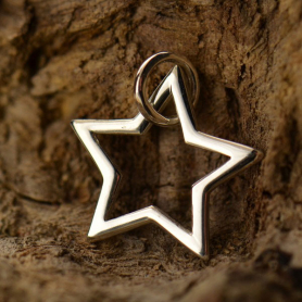 Sterling Silver Star Charm - Openwork 13x12mm