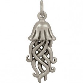 Sterling Silver Jellyfish Charm - Beach Charm 26x10mm