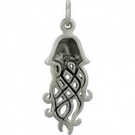 Sterling Silver Jellyfish Charm - Beach Charm 26x10mm