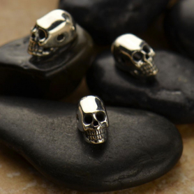 Sterling Silver Beads - Mini Skull 6x4mm