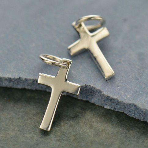 Sterling Silver Cross Charm 15x7mm