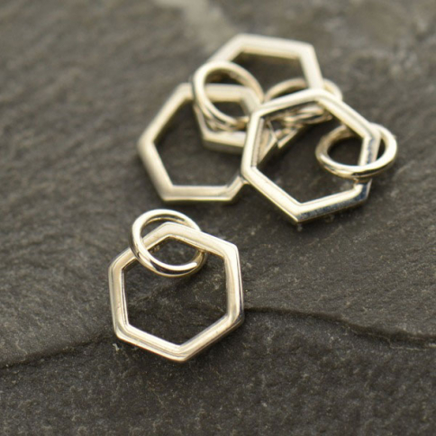 Sterling Silver Single Honeycomb Charm 12x8mm
