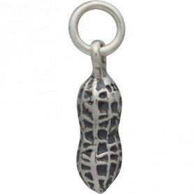 Sterling Silver Peanut Charm - Food Charm 11x4mm