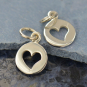 Sterling Silver Tiny Round Charm with Heart Cutout 14x8mm