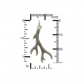 Sterling Silver Small Deer Antler Charm 30x16mm