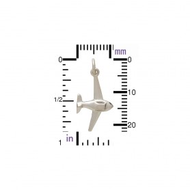 Sterling Silver Airplane Charm 25x12mm
