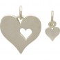 Sterling Silver Heart Charm with Heart Cutout and Heart Set