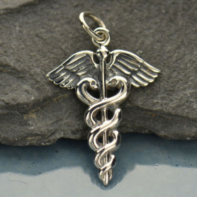 Sterling Silver Medical Staff Charm 26x16mm