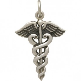 Sterling Silver Medical Staff Charm 26x16mm