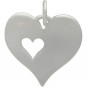 Sterling Silver Heart Charm with One Heart Cutout 17x13mm