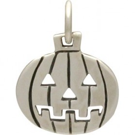 Sterling Silver Pumpkin Charm - Halloween Charm 16x11mm