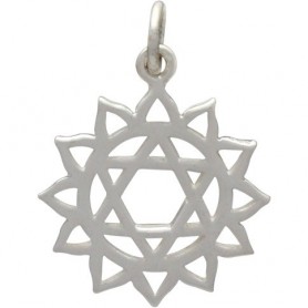 Sterling Silver Heart Chakra Charm - Yoga Charm 22x15mm
