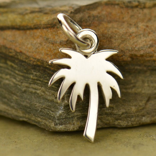 Sterling Silver Palm Tree Charm - Simple Elegant Jewelry For Bracelets & Necklaces