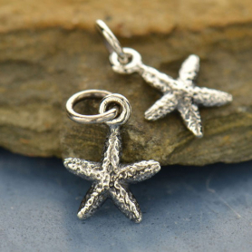 Sterling Silver Tiny Textured Starfish Charm 14x8mm