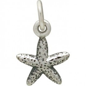 Sterling Silver Tiny Textured Starfish Charm 14x8mm