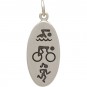 Sterling Silver Triathlon Charm Symbols 26x10mm
