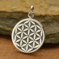 Sterling Silver Flower of Life Charm Sacred Geometry 22x15mm