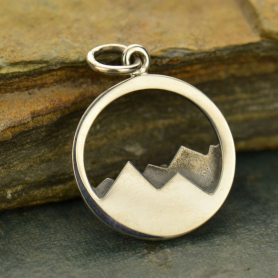 Sterling Silver Mountain Charm - Openwork 22x15mm