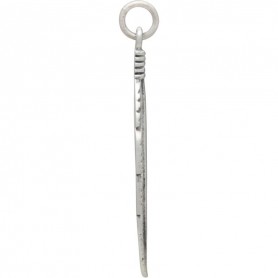 Sterling Silver Feather Charm -Textured 36x7mm