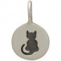 Sterling Silver Etched Sitting Cat Charm 13x8mm