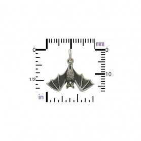  Sterling Silver Realistic Bat Charm 17x20mm