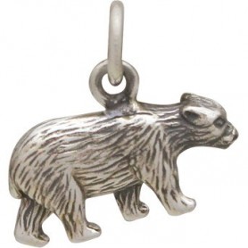  Sterling Silver Bear Charm - Animal Charm - 3D 14x14mm