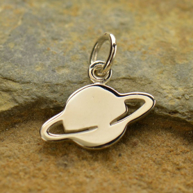 Sterling Silver Saturn Charm - Flat 14x13mm