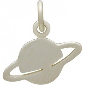 Sterling Silver Saturn Charm - Flat 14x13mm