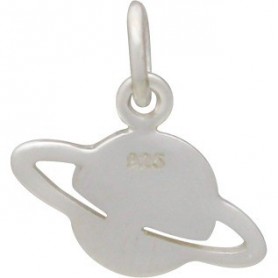 Sterling Silver Saturn Charm - Flat 14x13mm