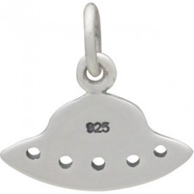 Sterling Silver Flying Saucer Charm - Flat 13x14mm