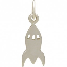 Sterling Silver Rocket Ship Charm - Flat 19x6mm