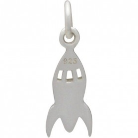 Sterling Silver Rocket Ship Charm - Flat 19x6mm