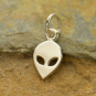 Sterling Silver Alien Charm - Flat 14x6mm