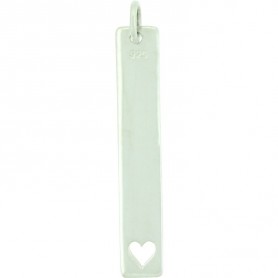 Sterling Silver Long Stamping Blank w Heart Cutout 32x5mm