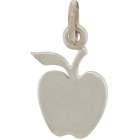 Sterling Silver Apple Charm - Flat 16x8mm