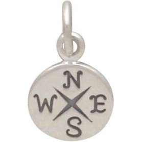  Sterling Silver Compass Charm 14x8mm