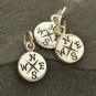  Sterling Silver Compass Charm 14x8mm